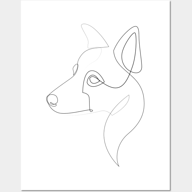 Border Collie - one line drawing Wall Art by addillum